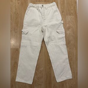 Pacsun high rise carpenter pants, 28, cream/white